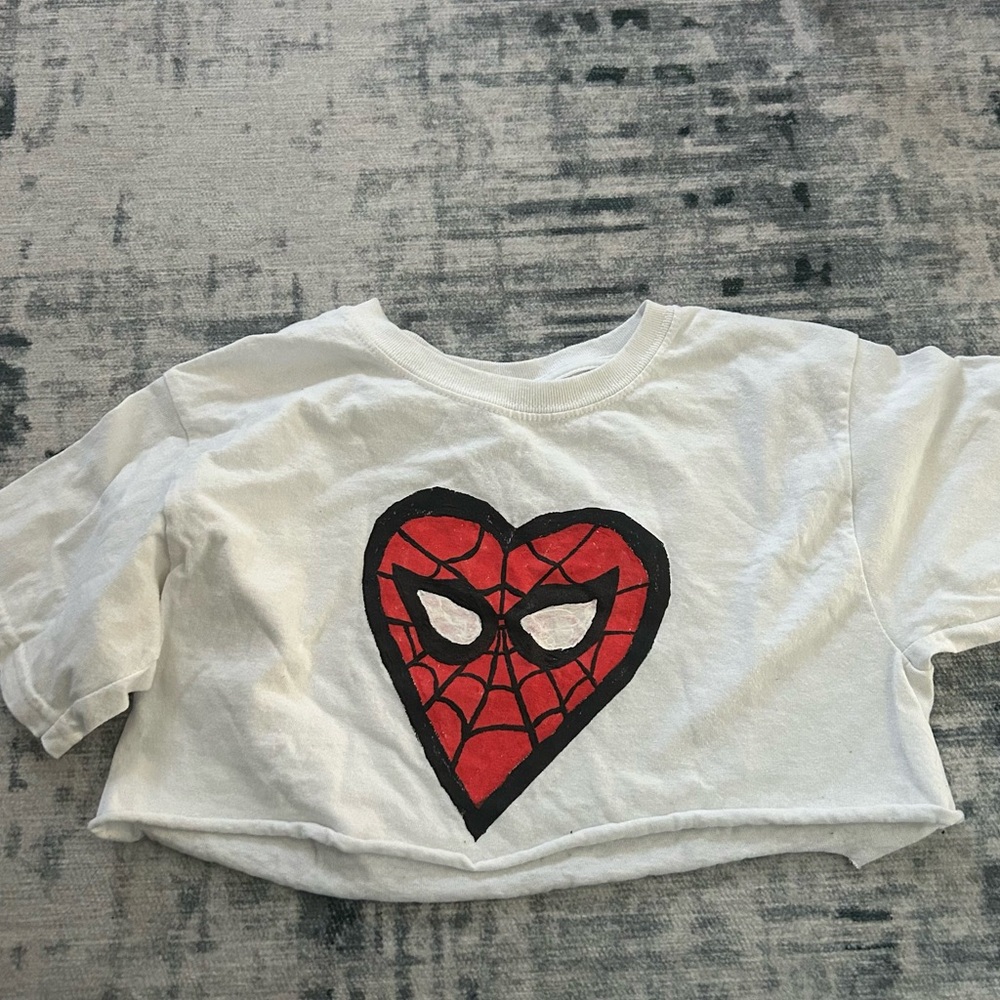 DIY Spider-Man Mary Jane Watson Heart Cropped T-Shirt Cosplay Top